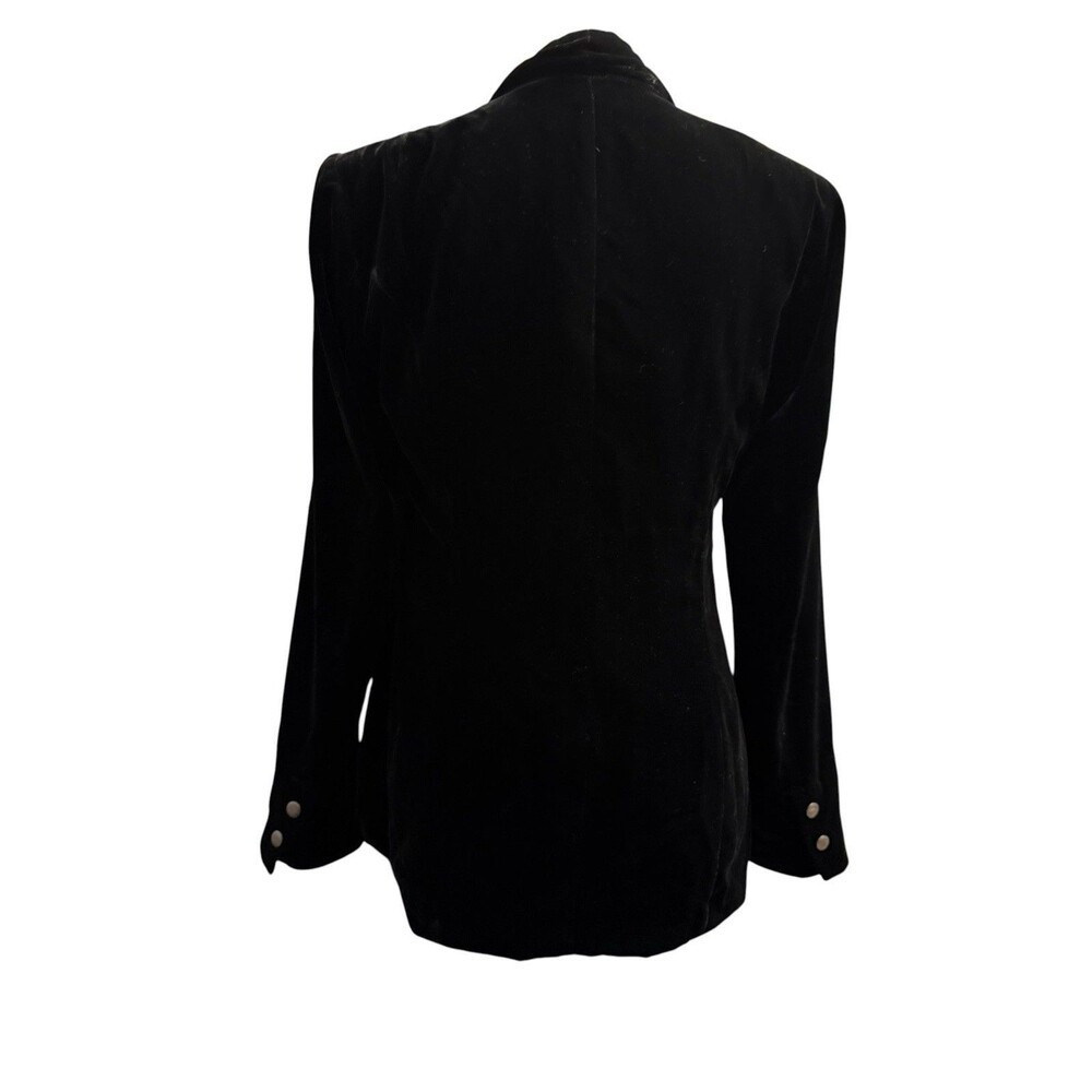 PAIGE Karissa Black Velvet Double Breasted Blazer Zip Pockets Size S - Picture 4 of 10